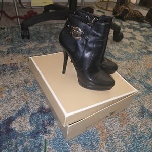 Michael Kors Black Ankle Booties with Gold Accent